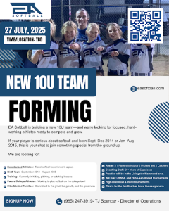 EA Softball Announces New 10U Team Tryouts for Fall 2025