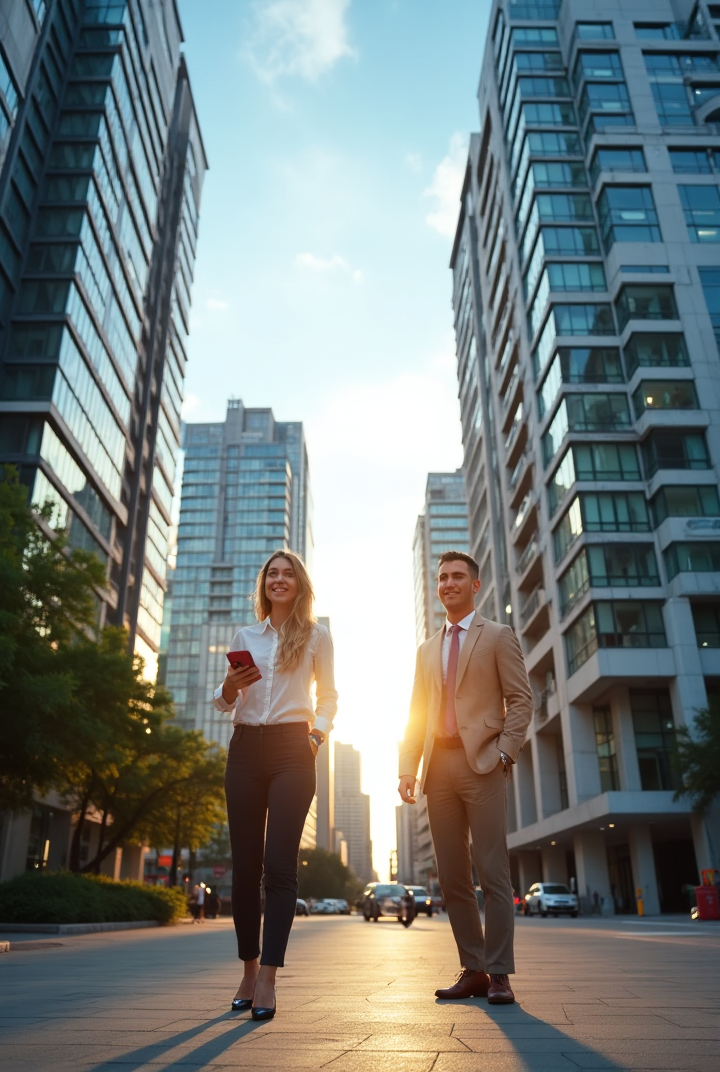 Property managers using a simple smart property inspection app and viewing commercial real estate in New York