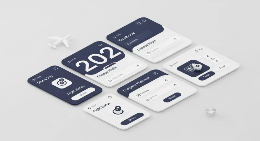 Modern Aviation Booking Flow Illustration