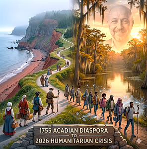 Blomidon to Bayou Teche, Cajun Dead & Walkin' Stick bring the 1755 Acadian Diaspora hero's journey to 2026's Humanitarian world refugee crisis.
