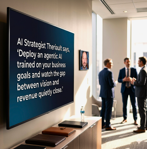 AI strategist Theriault says, Deploy Agentic AI trained on Your Business Goals and watch the gap between vision and revenue. quietly close