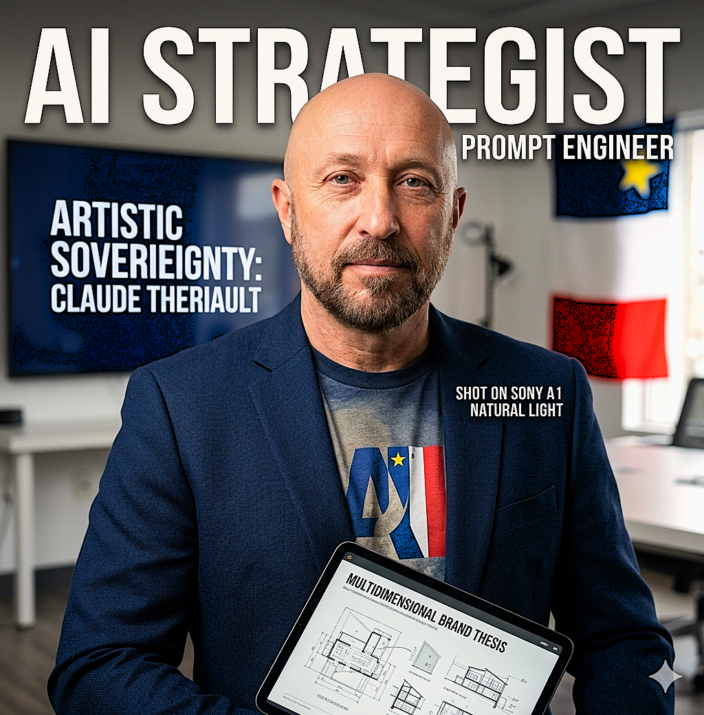 Claude Theriault AI strategist, prompt engineer, branding, and Acadian identity. Redefines artistic sovereignty in the multidimensional brand thesis.