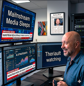 Theriault watching While Mainstream Media Sleeps, AI Strategists Quietly Rewriting the $155K Marketing Playbook