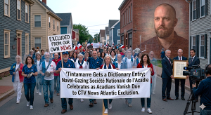 Tintamarre Gets a Dictionary Entry navel gazing Société Nationale de l'Acadie Celebrates as Acadians Vanish due to CTV News Atlantic exclusion