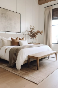 Solid walnut bed frame with upholstered headboard from Allure Furniture West luxury bedroom furniture collection