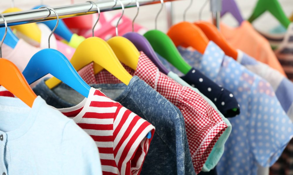 Clothes for kids on hangers