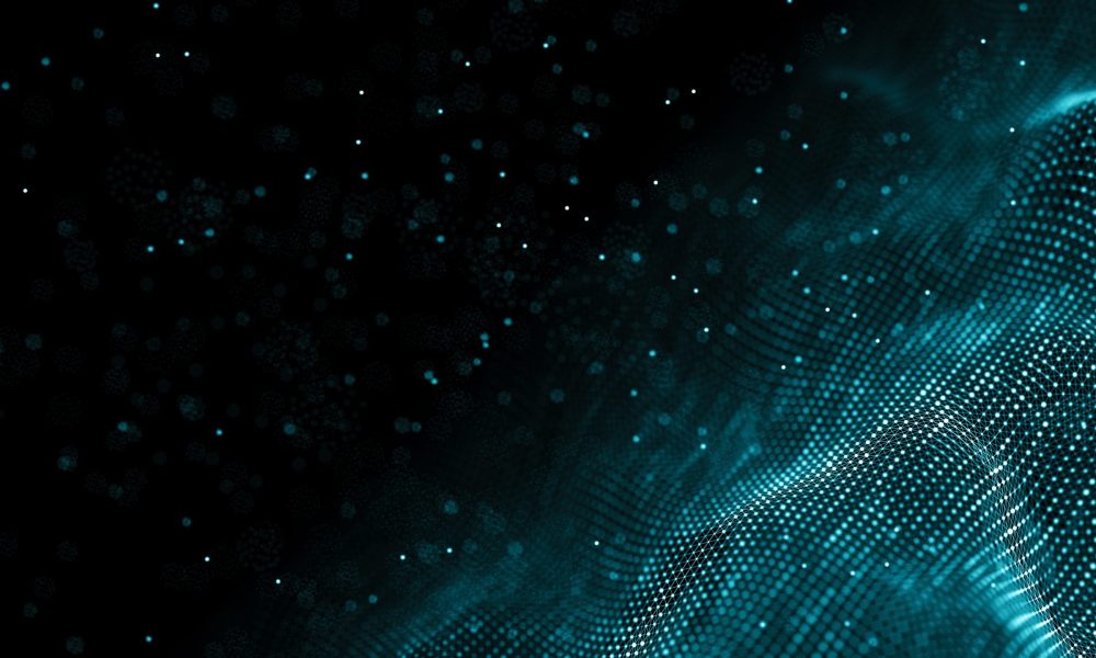 Data technology background. Abstract background. Connecting dots and lines on dark background. 3D rendering. 4k.