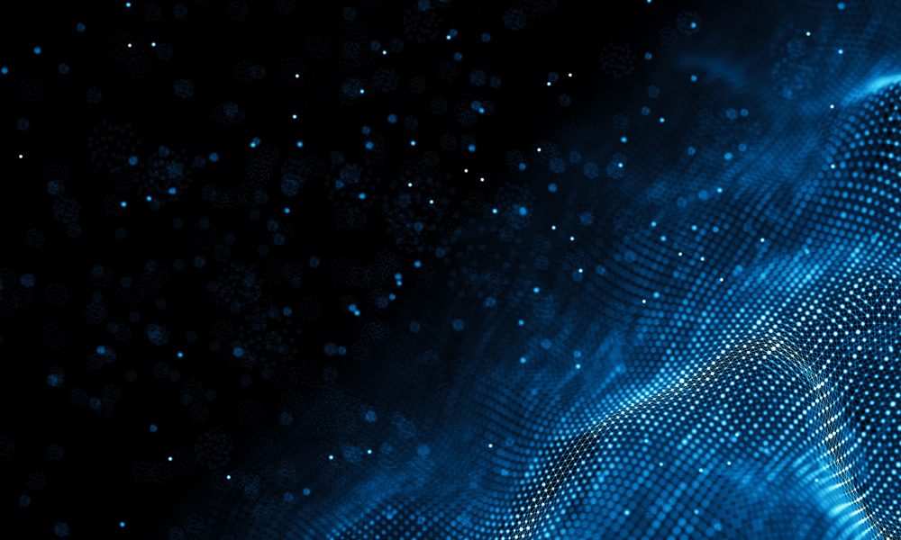 Data technology background. Abstract background. Connecting dots and lines on dark background. 3D rendering. 4k.