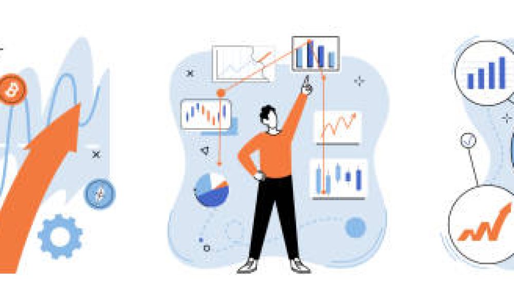 Crypto invest. Vector illustration. Cash transactions are gradually being replaced by electronic and digital payment methods in banking sector Cryptocurrencies offer decentralized alternative