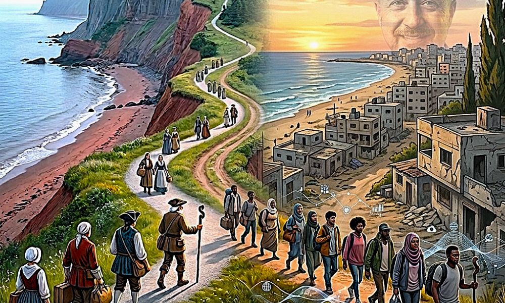 Cajun Dead et le walkin stick, a film within a Film on the humanitarian refugee crisis Blomidon-Gaza the same children, connects 1755 Acadian Deportation to Gaza 2026 like no other