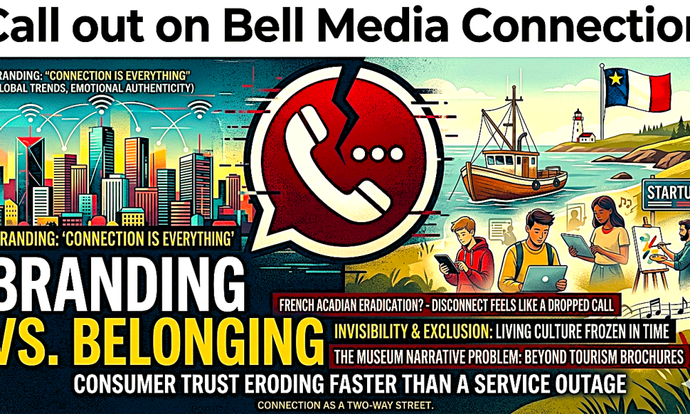 Call out on Bell Media Connection. Is everything rebranding that does not ring true for Nova Scotia’s French Acadian cultural erasure and exclusion