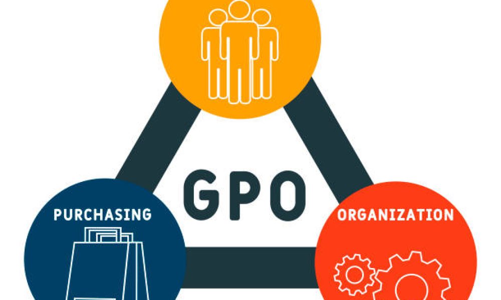 GPO - Group Purchasing Organization acronym. business concept background.  vector illustration concept with keywords and icons. lettering illustration with icons for web banner, flyer, landing pag