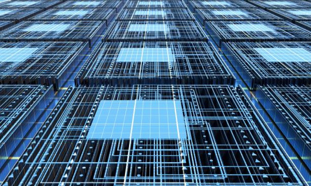 Geometry abstract routes background. Square various shapes. Chaotic lines. Electrical circuit. 3D rendering