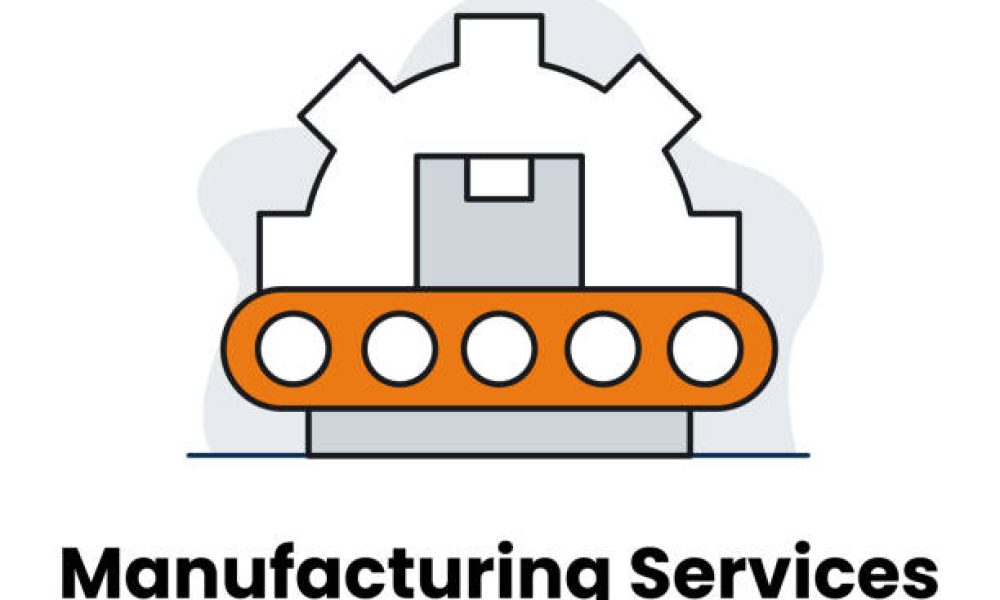 Manufacturing Services Icon, Industrial Production and Factory Automation Symbol