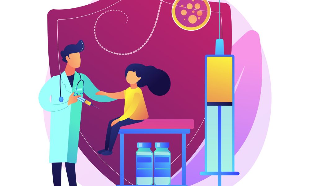 Vaccination of preteens and teens abstract concept vector illustration. Older children immunization, vaccination of teens and preteens, prevent kids from infectious diseasess abstract metaphor.
