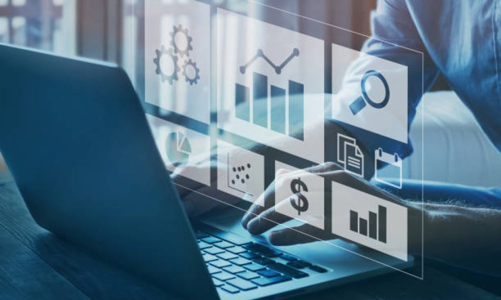 business analytics and intelligence concept,  analysys of profit and finance performance of company, financial charts