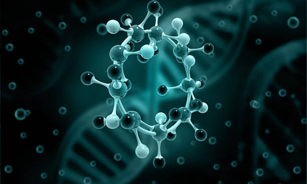 Abstract molecule of dna scientific background. 3d illustration