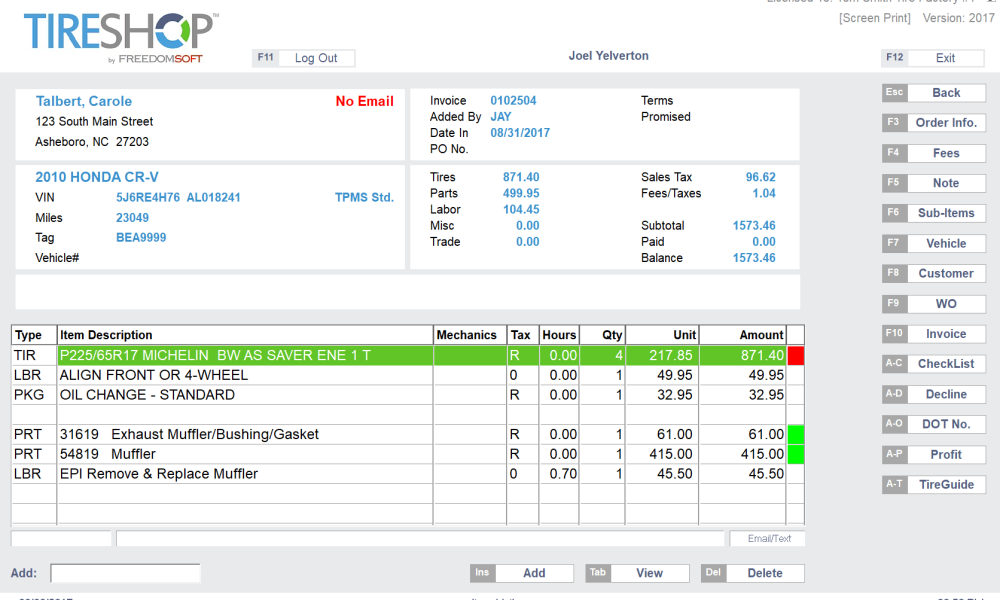 tireshop software