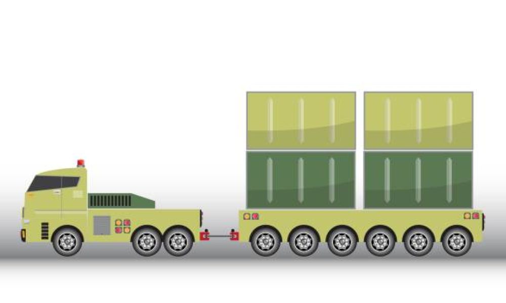 Many Wheel Trailer and Truck for Heavy Weight Transportation Vector and Illustration
