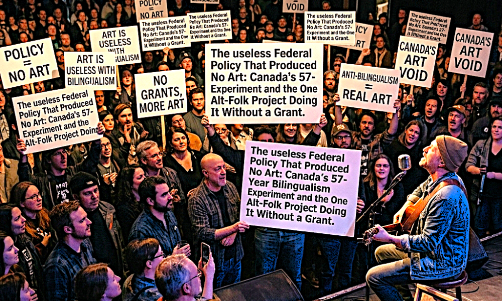 The useless federal policy that produced no art, the Canada bilingualism of 57 years & the One Alt-Folk Project of Cajun dead songs, doing it without a Grant