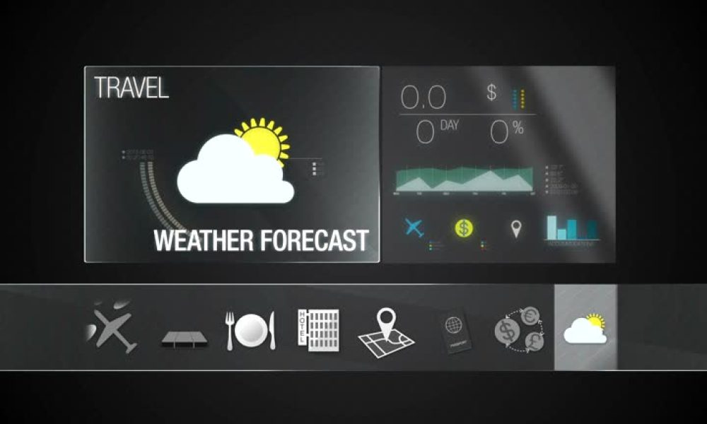 Wather forecast icon for travel contents.Digital display application.(included Alpha)