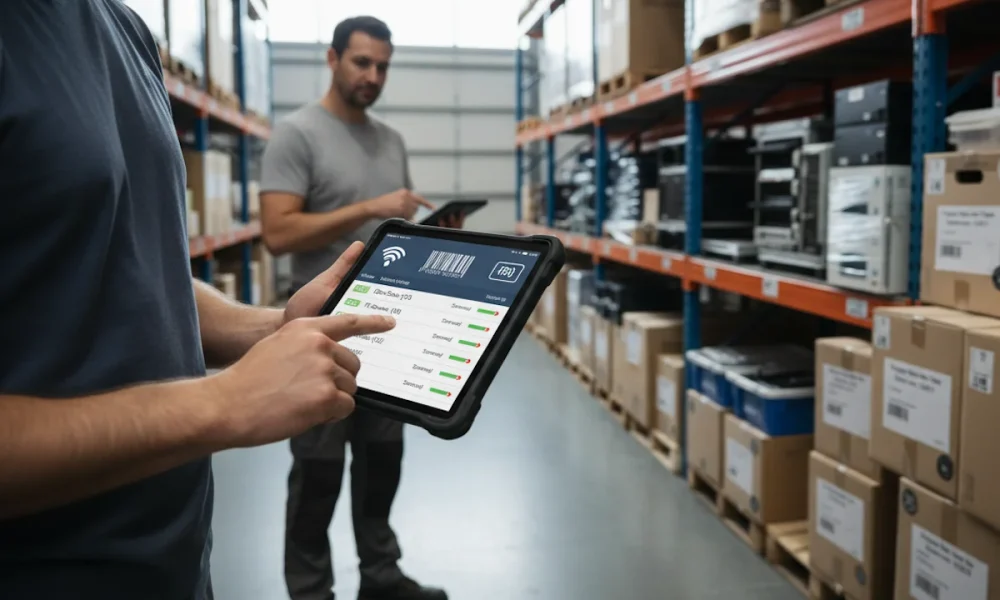 digital-inventory-check-commercial-move-editorial-photo