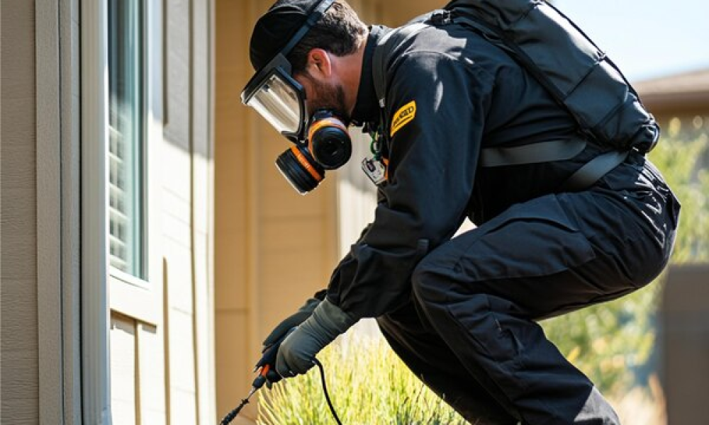 VerdX pest control technician treating a home in Georgia or Tennessee for ants termites and rodents