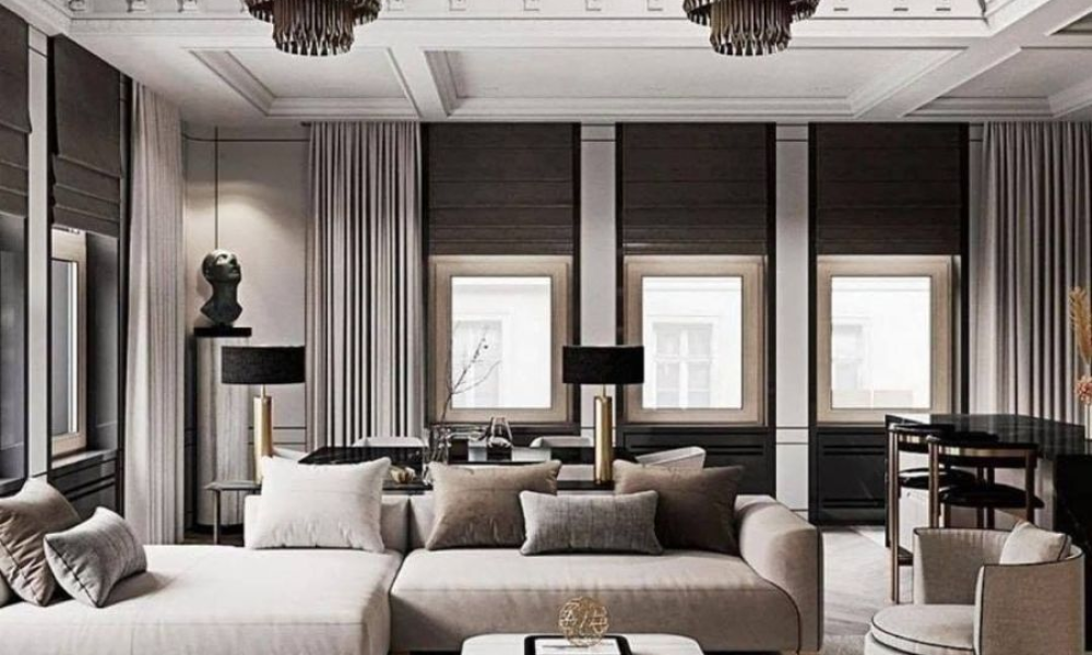 contemporary luxury modern living room showcasing elegant furniture styles with clean lines and neutral tones
