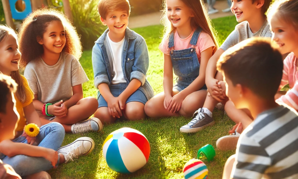 children participating in a structured social skills group therapy session representing how social skills groups children with ADHD benefit from build peer connections and communication confidence