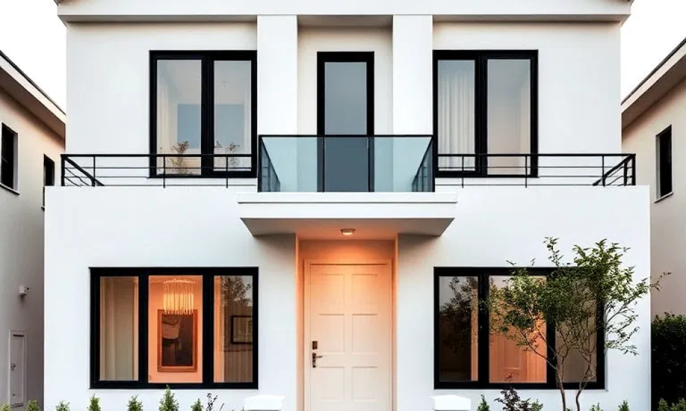 vinyl window with colonial grid pattern on a residential home exterior representing the vinyl window grids grille options homeowners choose to complement their home's architectural style
