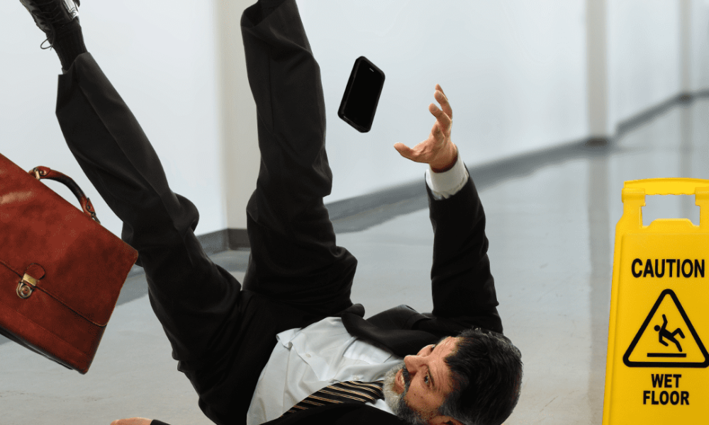 slip and fall accident on a wet floor representing the premises liability claims a slip and fall lawyer Roanoke VA handles for injured Virginia residents