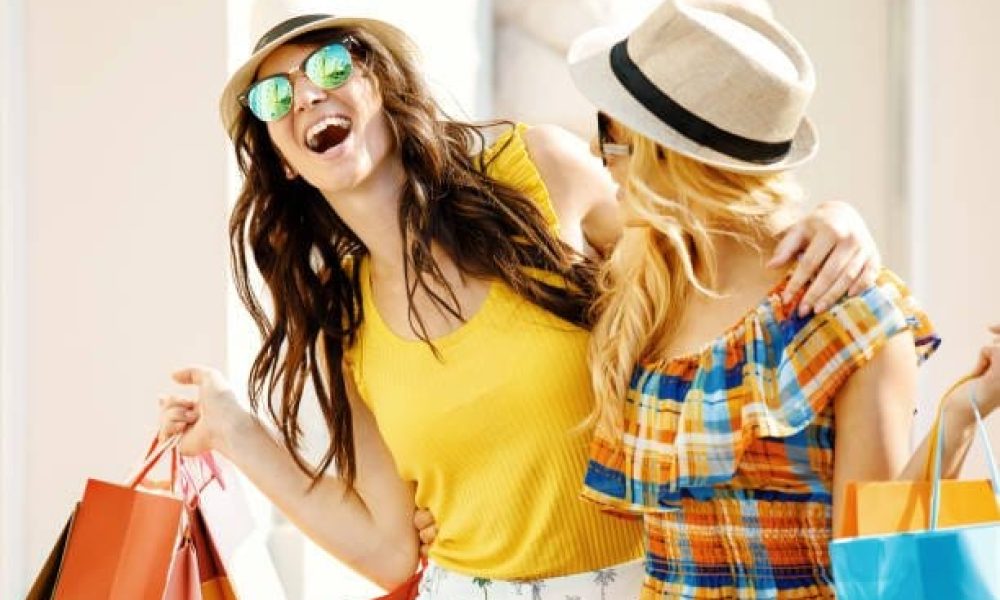 Young and attractive woman enjoying shopping.